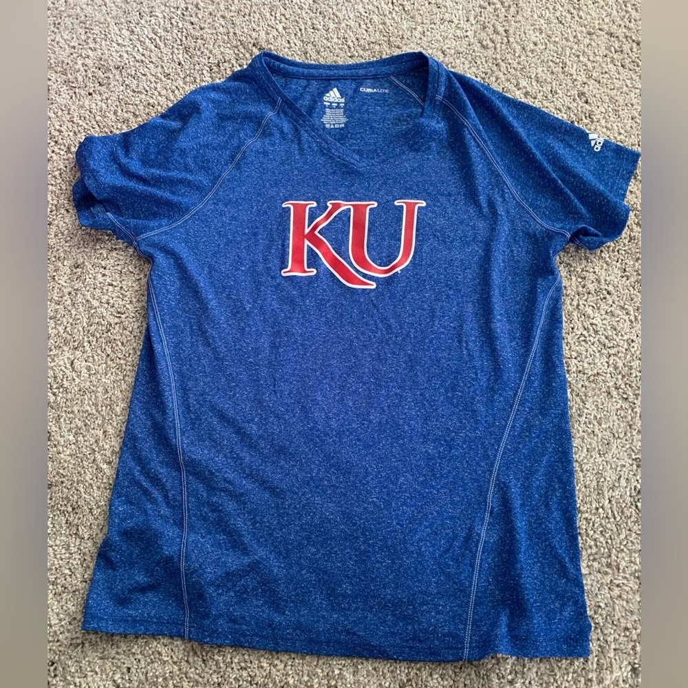 Adidas‎ University of Kansas climalite blue v neck large